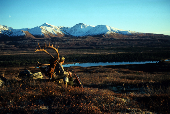 Hunter hunting caribou