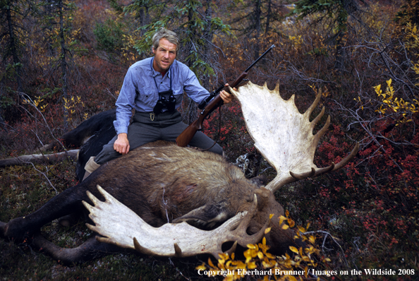 Moose Hunter with bagged moose