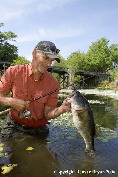 Fisherman with Largemouth Bass.  