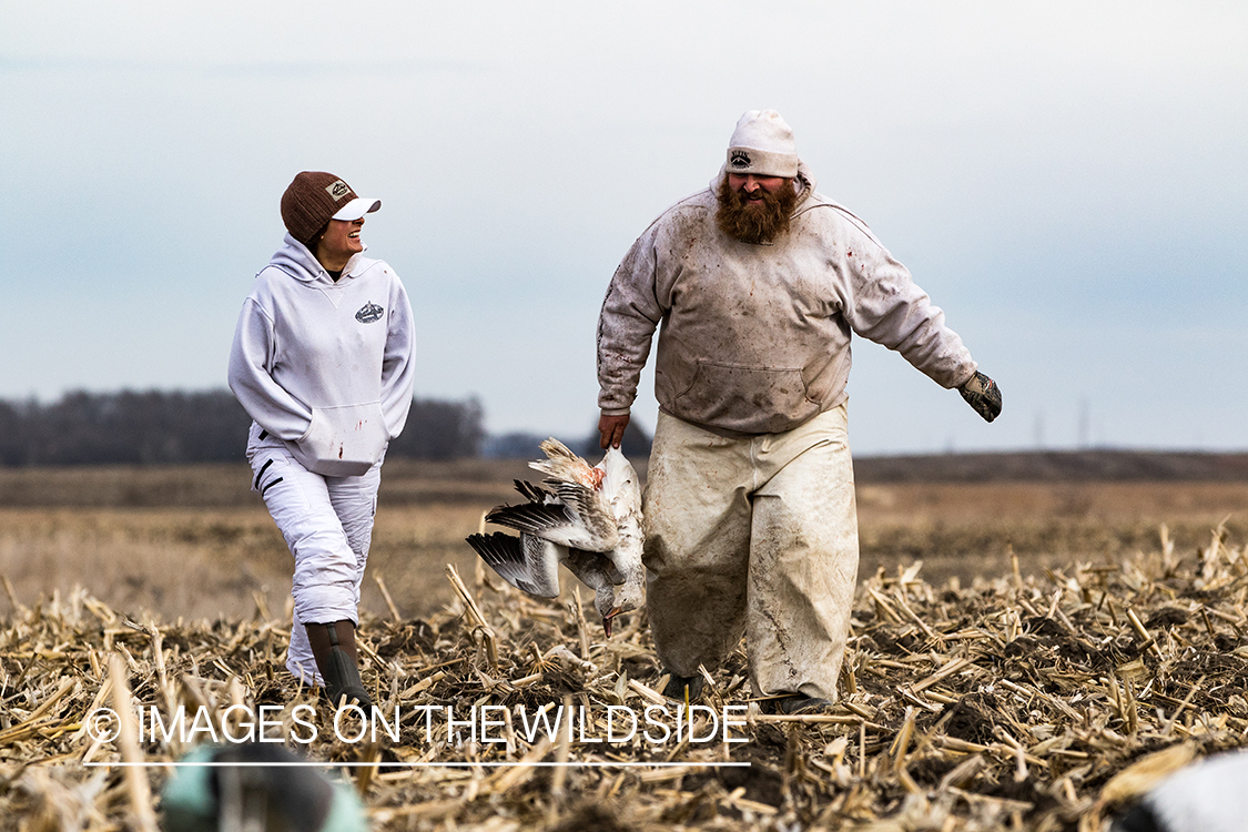 Hunter with bagged goose.
