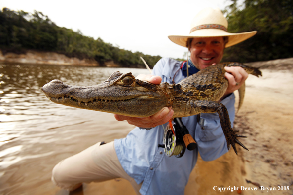 Flyfisherman with caiman