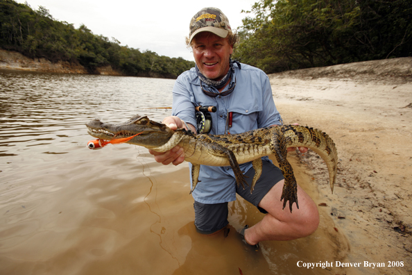 Flyfisherman with caiman