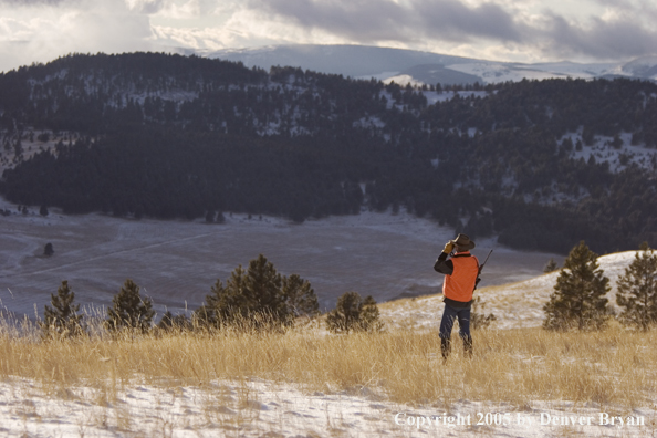 Big game hunter glassing for game.