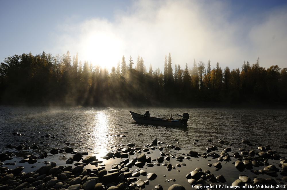 Flyfishing at Skeena River, British Columbia. 