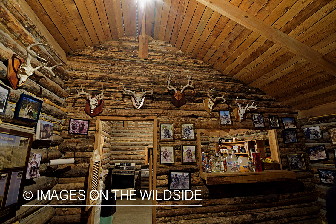 Inside hunter's cabin.