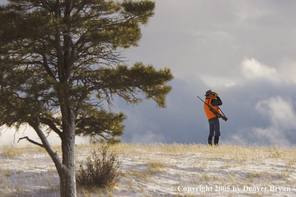 Big game hunter glassing for game.