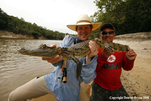 Flyfishermen with caiman
