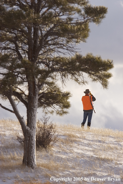 Big game hunter glassing for game.