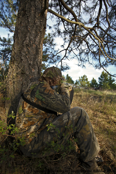 Hunter with (Merriam's) turkey in sights
