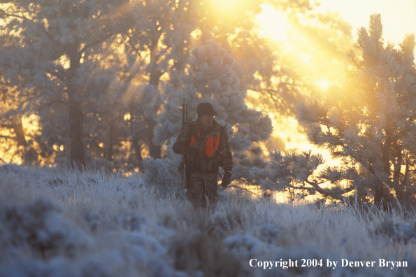 Big game hunter packing out his kill.