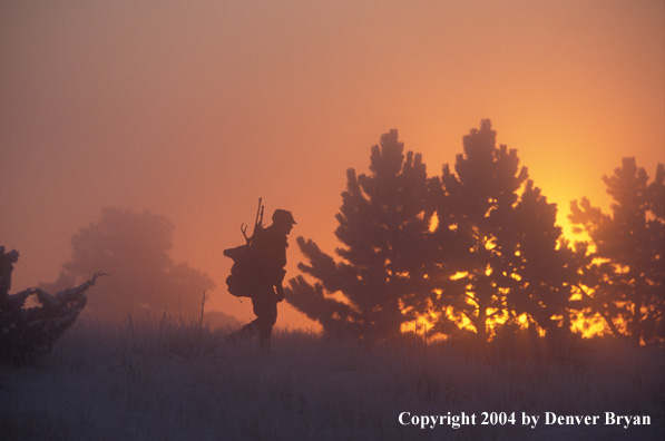 Big game hunter packing out his kill.