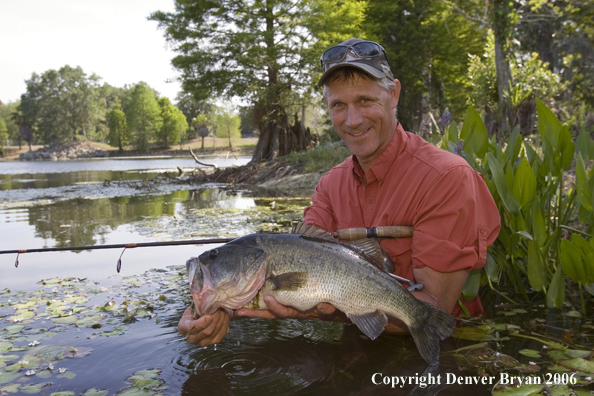 Fisherman with Largemouth Bass.  