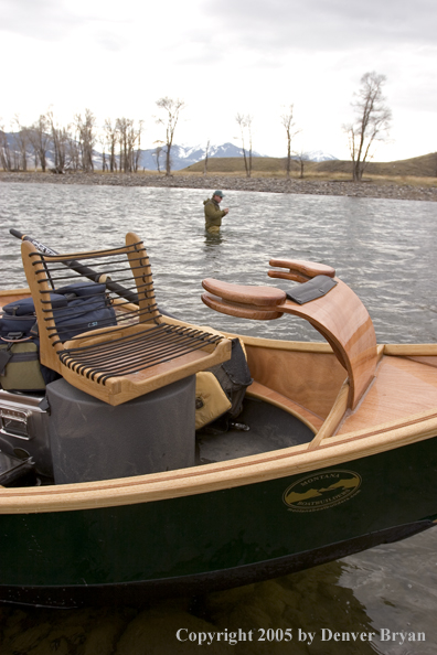 Flyfisherman fishing Yellowstone River, Montana.