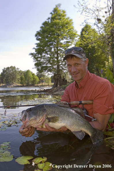 Fisherman with Largemouth Bass.  