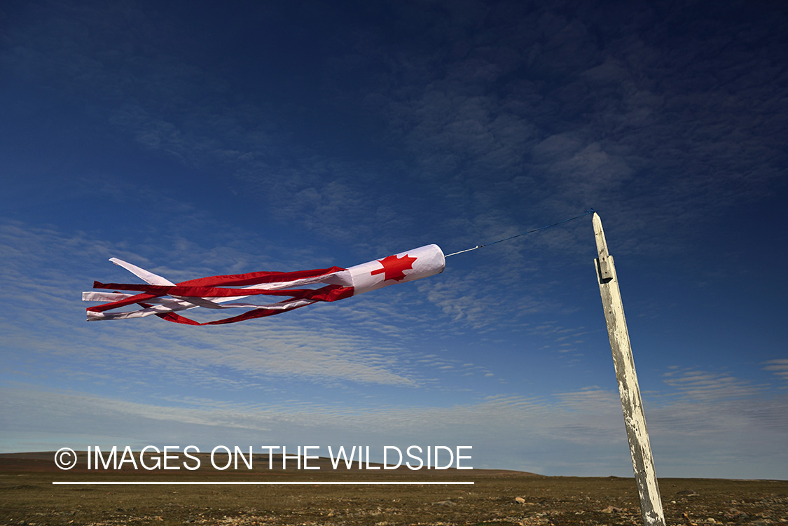 Windsock on Arctic tundra.