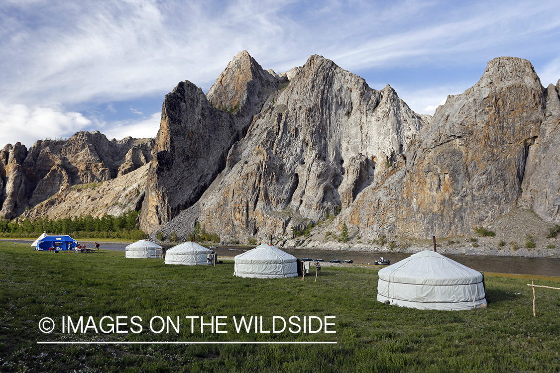 Ger camp on Delger River, Mongolia.
