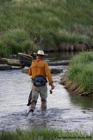 Flyfisherman fishing warm springs