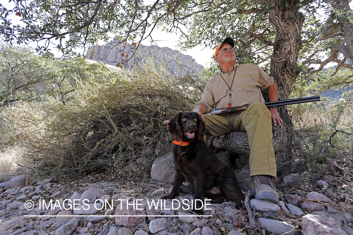 Desert quail hunter with Boykin spaniel.