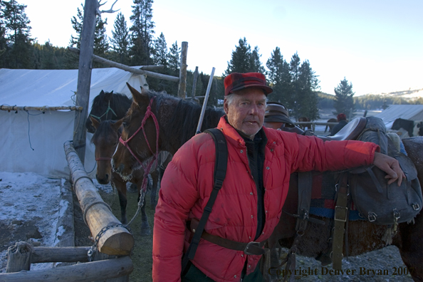 Elk hunter at elk camp