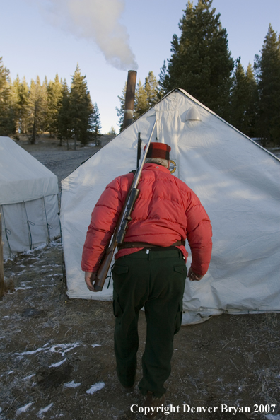 Elk hunter at elk camp