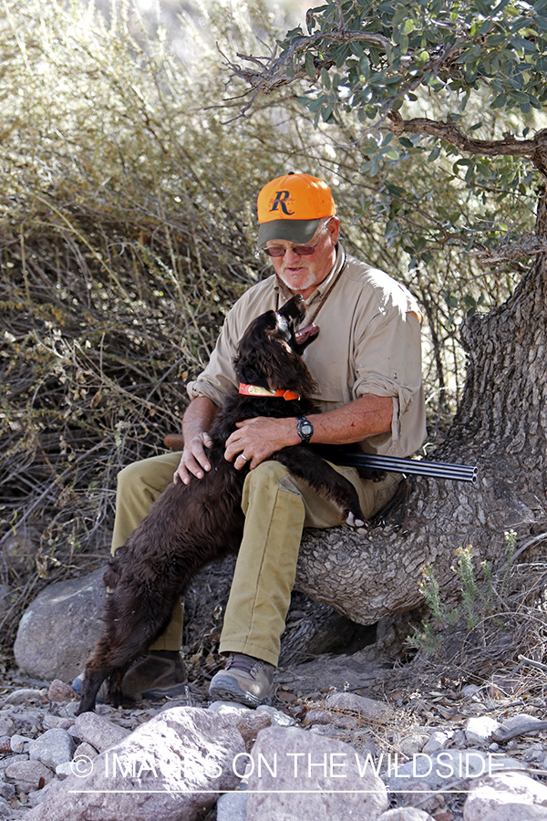 Desert quail hunter with Boykin spaniel.
