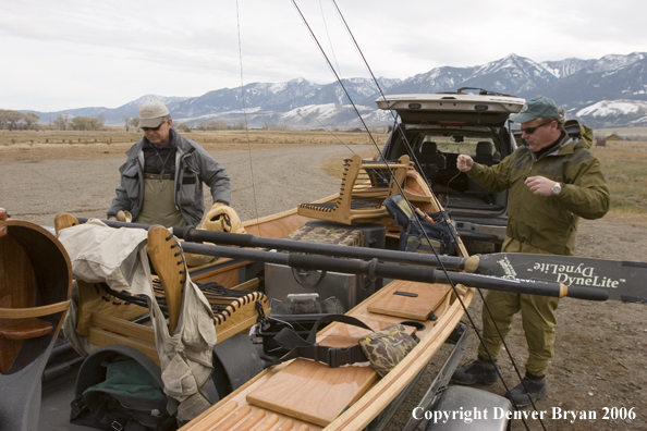 Flyfisherman getting ready for a day of fishing.