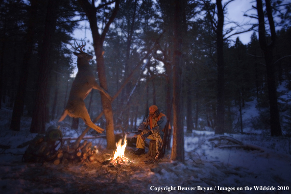 Deer hunter with white-tail buck (original image 11024-049.01D