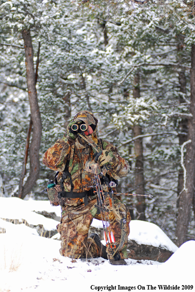 Bowhunter Glassing in Field