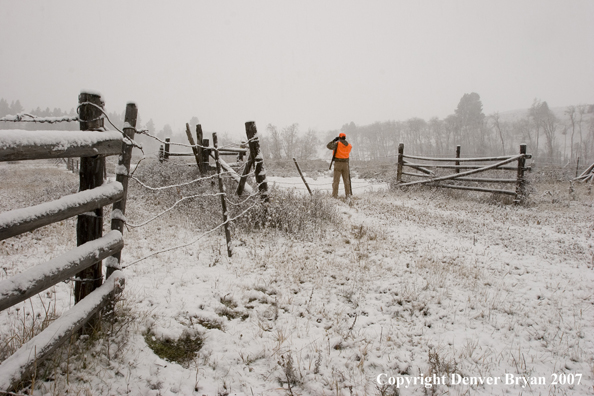 Hunter in the field during the winter